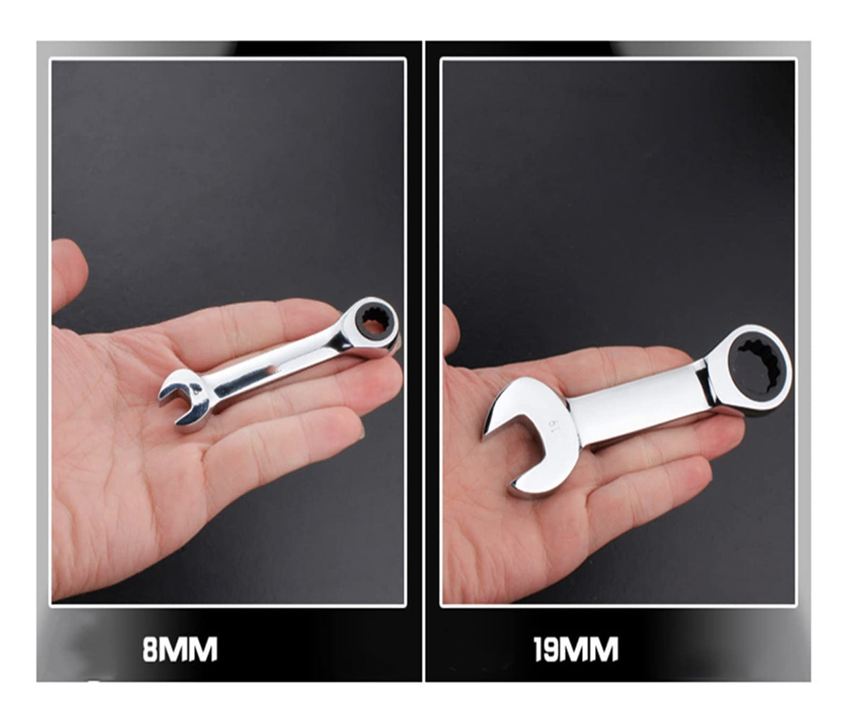 Hardwareols Home Improvement, Open-end Spanners 8-19mm Short Handle Ratchet Spanner Adjustable in Both Directions 72oth Opening Plum Spanner Set 1pcs Wrenches Wrenches