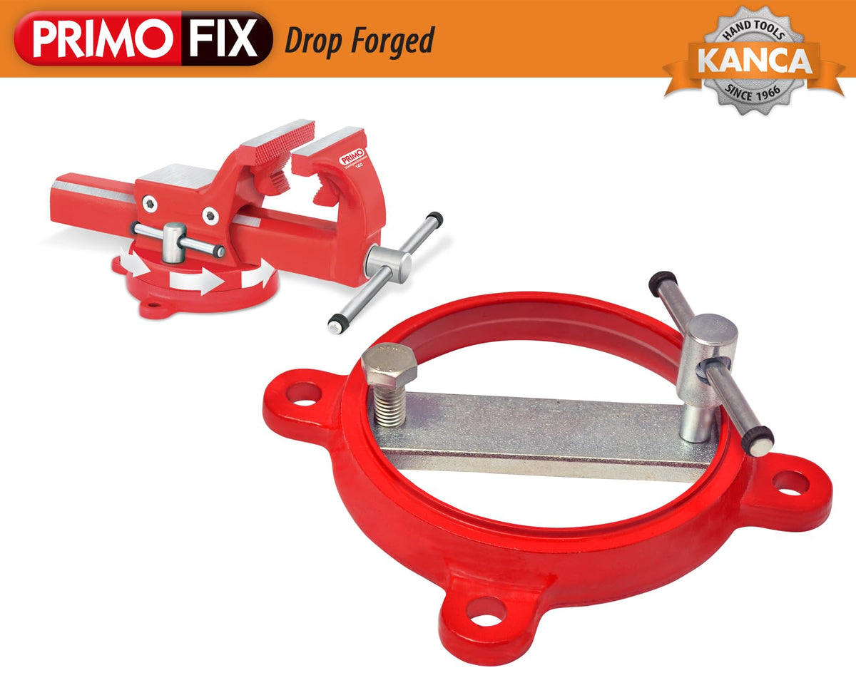 KANCA PRMPL-100,PRIMO PIPE AND BENCH VISE With 360° Rotating Swivel Base,Drop-Forged Pipe and Bench Vise,Jaw Size 4", Max Jaw Opening 4.5",Strong Hand Tools and Machinist Vise (4")