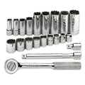 SK Professional Tools 4551 21-Piece 3/8 in. Drive 6-Point STD/Deep Socket Set - Chrome Socket Set with Super Chrome Finish | Set of 21 Sockets Made in USA