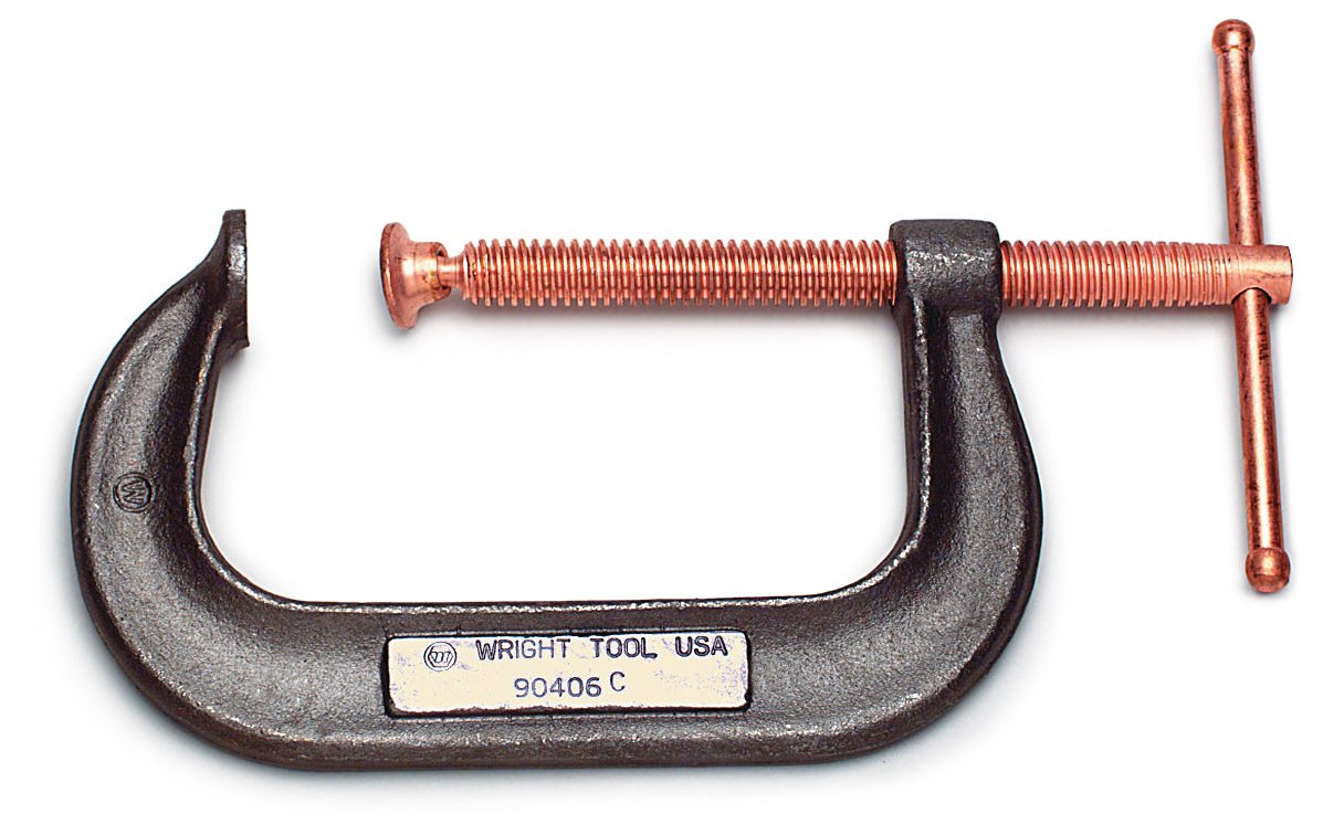 Wright Tool 10" Deep Throat Forged Steel C-Clamps (Copper Screw) - Test Load 8,000 lbs.