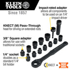 Klein Tools 65239 13-Piece Flip Socket Set and 65400 15-Piece Impact Pass Through Socket Set with Cases