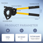 NEWTRY Ratchet Copper Aluminium Wire Cable Cutter 400mm2 Ratcheting Wire Cutting Hand Tool (CC-400)