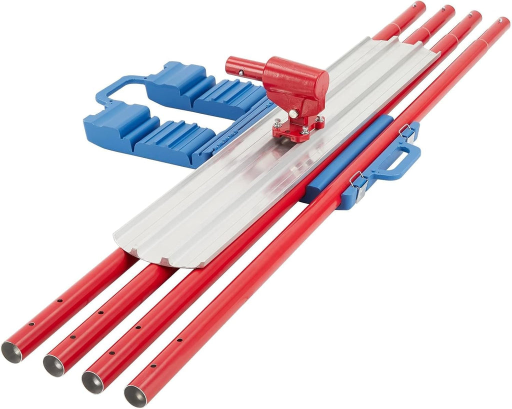 48"x8" Bull Float Kit, Aluminum Magnesium Alloy Concrete Float with Adjustable Bracket, 4 Handles & Carrying Case, Round End Finishing Tool Cement Tool
