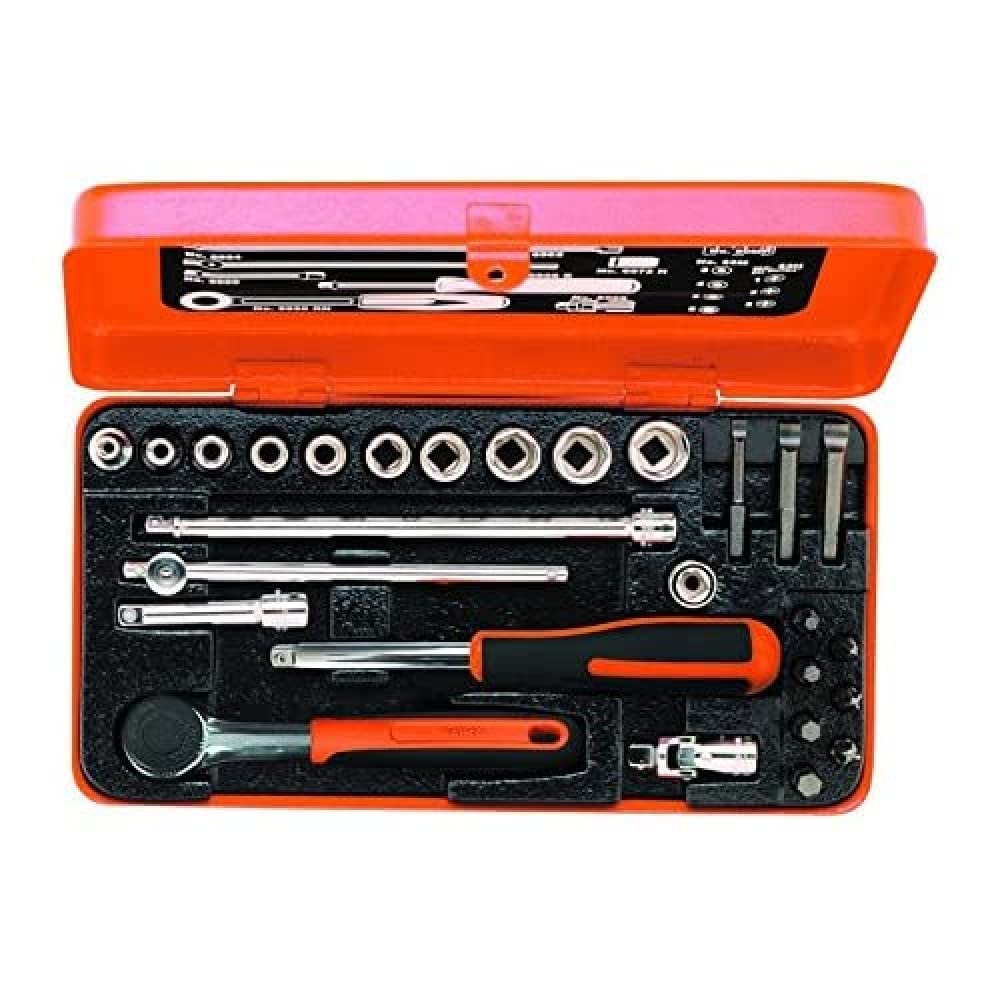 Bahco 6715GE IR6715GE 1/4-Inch Socket Set, Multi-Colour, Set of 27 Pieces