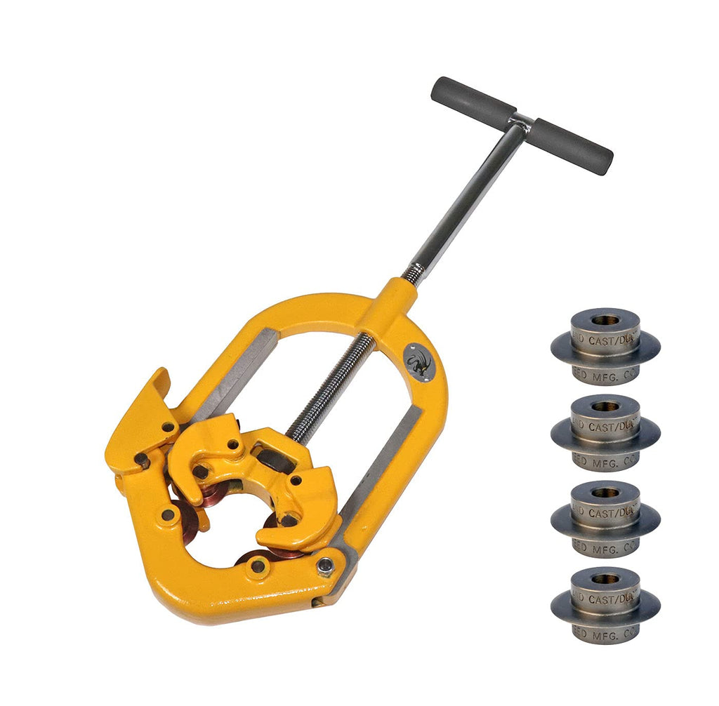 Steel Dragon Tools H4 Hinged 4-Wheel 2in.-4in. Pipe Cutter with Set of 4 Reed 03505 Cutter Wheels for Steel and Ductile Iron Pipe