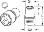 KS Tools 911.1826 1" Hexagonal socket, short, 90mm