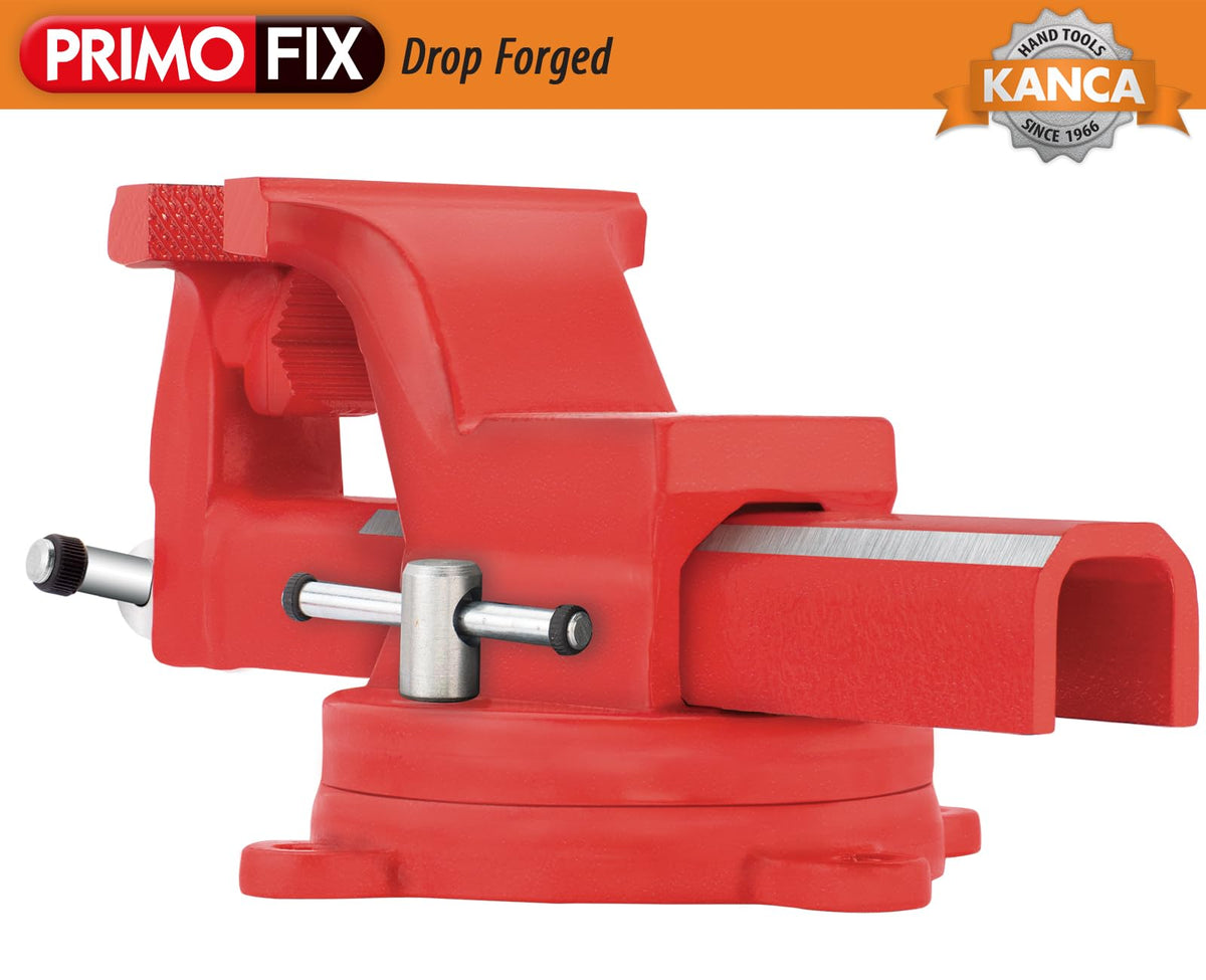 KANCA PRMPL-100,PRIMO PIPE AND BENCH VISE With 360° Rotating Swivel Base,Drop-Forged Pipe and Bench Vise,Jaw Size 4", Max Jaw Opening 4.5",Strong Hand Tools and Machinist Vise (4")
