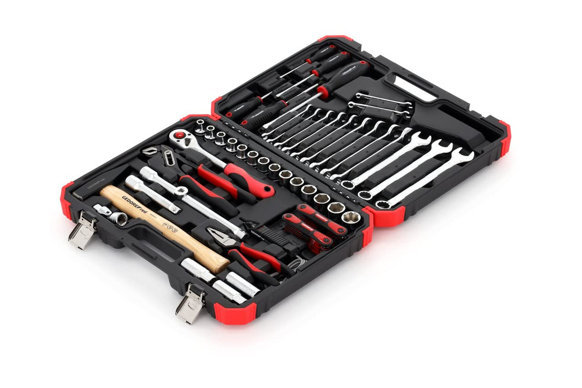 GEDORE red 61-piece Socket spanner set, Bi-hex, 1/2", 4-13 mm, Tool, Ratchet hammer pliers, for carmotive, R69003061