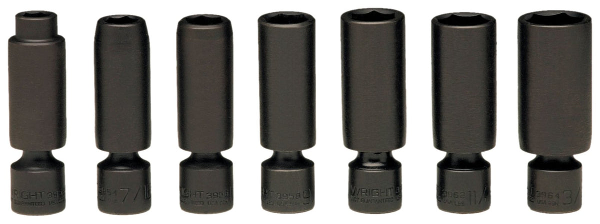 Wright Tool 3/8" Dr., 7 Pc. Deep Universal Power Socket Set 3/8" - 3/4"