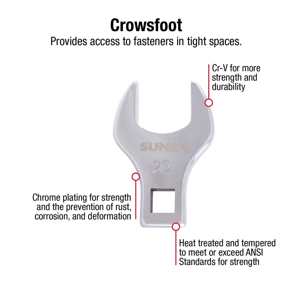 Sunex Tools Jumbo Crowfoot Wrench Set Bundle - SAE & Metric Sizes (14 + 8 Pieces)