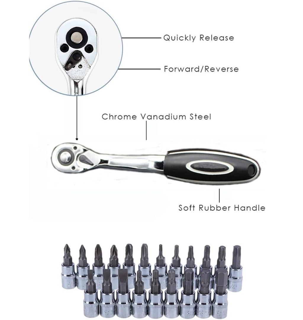 Tool Kit Tool Set Tool Box Set 46 Pcs Socket Set Hardware Tools Home Improvement Sockets Hexagon for Auto Repair Tool Combination Tools Tool Kit Set
