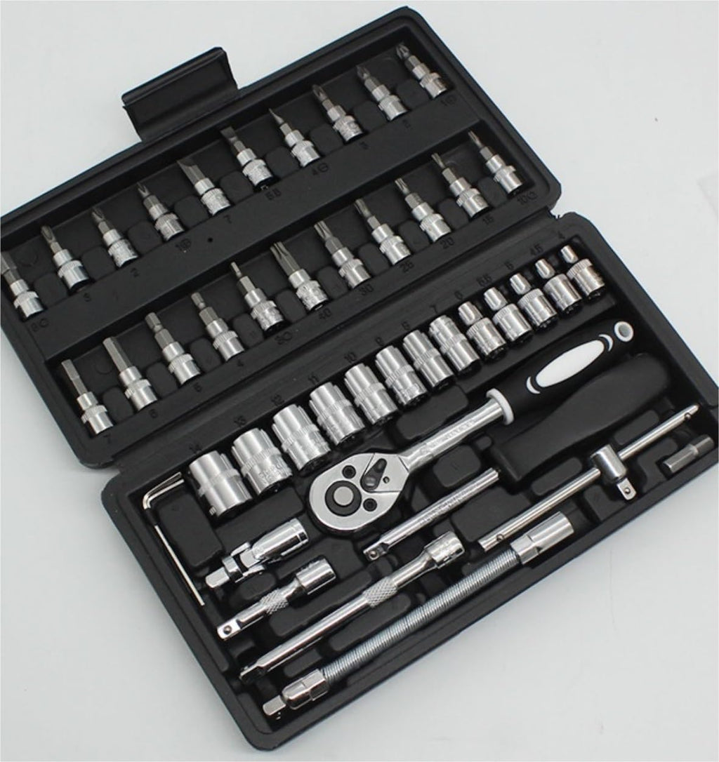 Tool Kit Tool Set Tool Box Set 46 Pcs Socket Set Hardware Tools Home Improvement Sockets Hexagon for Auto Repair Tool Combination Tools Tool Kit Set
