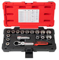 KS Tools 922.4040 Through Socket Set 3/8 Inch + 1/2 Inch 10 to 24 mm TRIPLEPLUS Range Male Drive 19 mm Satin Chrome Finish 17 Pieces