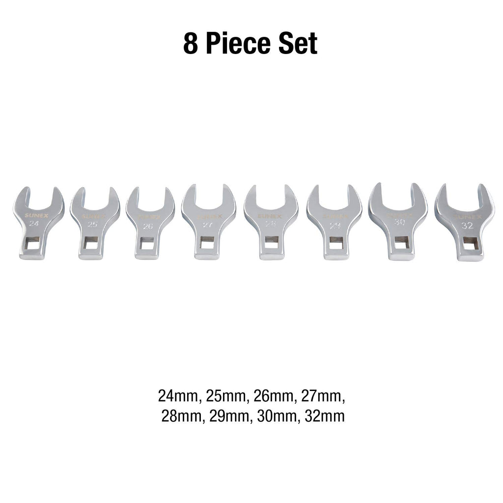 Sunex Tools Jumbo Crowfoot Wrench Set Bundle - SAE & Metric Sizes (14 + 8 Pieces)