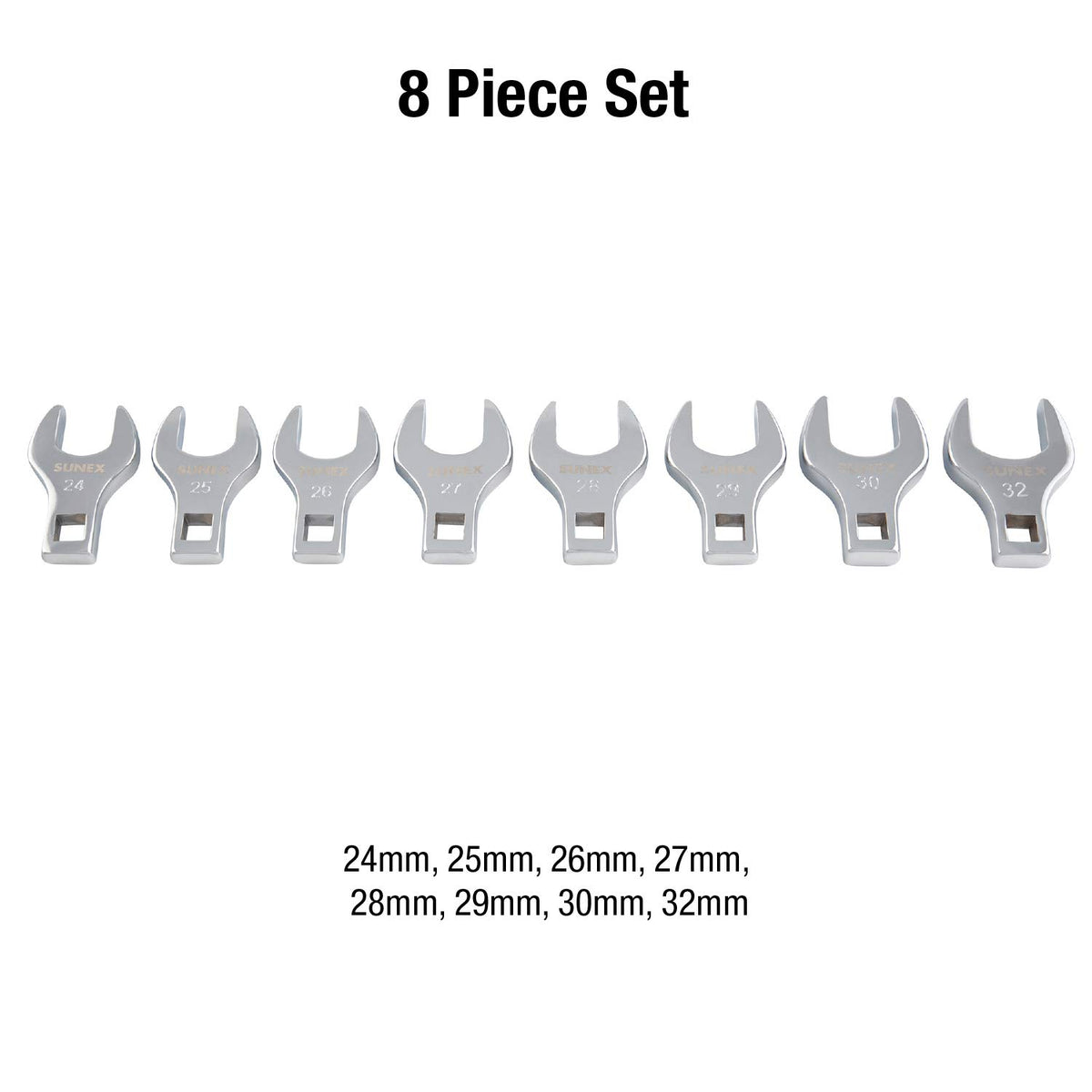 Sunex Tools Jumbo Crowfoot Wrench Set Bundle - SAE & Metric Sizes (14 + 8 Pieces)