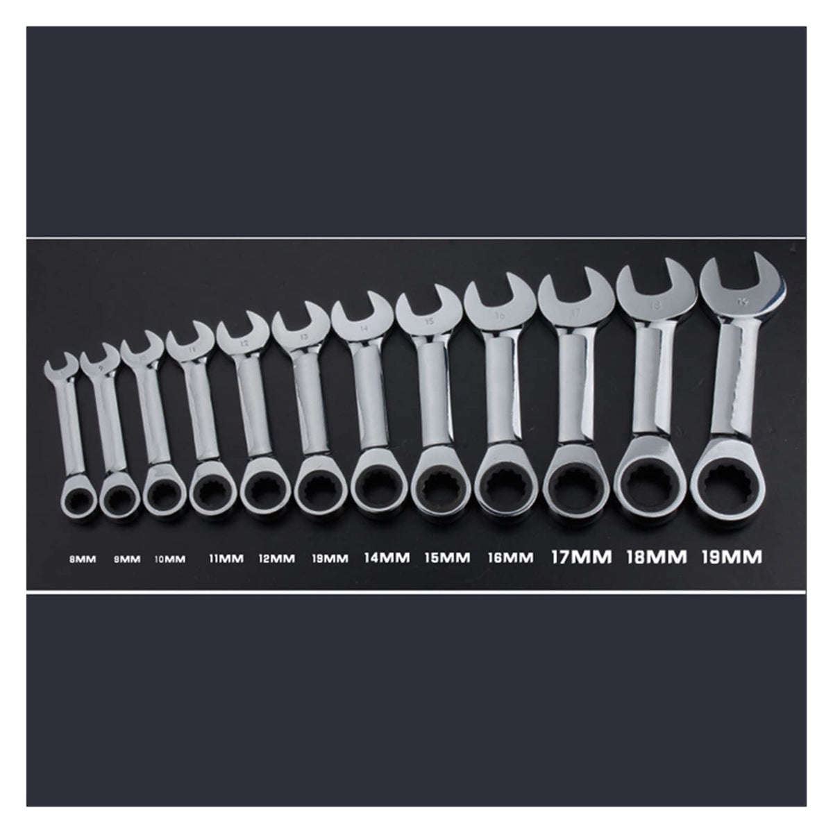 Hardwareols Home Improvement, Open-end Spanners 8-19mm Short Handle Ratchet Spanner Adjustable in Both Directions 72oth Opening Plum Spanner Set 1pcs Wrenches Wrenches