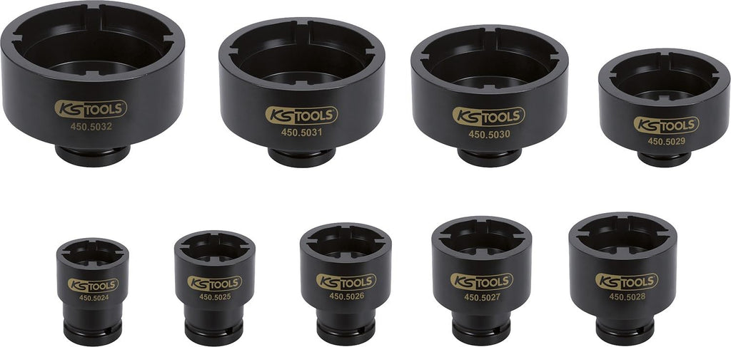 KS TOOLS Socket set for KM groove nuts, studs internal, 9 pcs