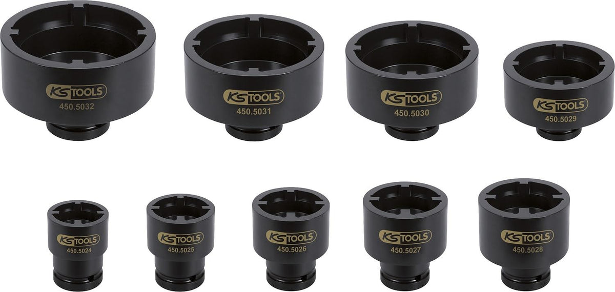 KS TOOLS Socket set for KM groove nuts, studs internal, 9 pcs