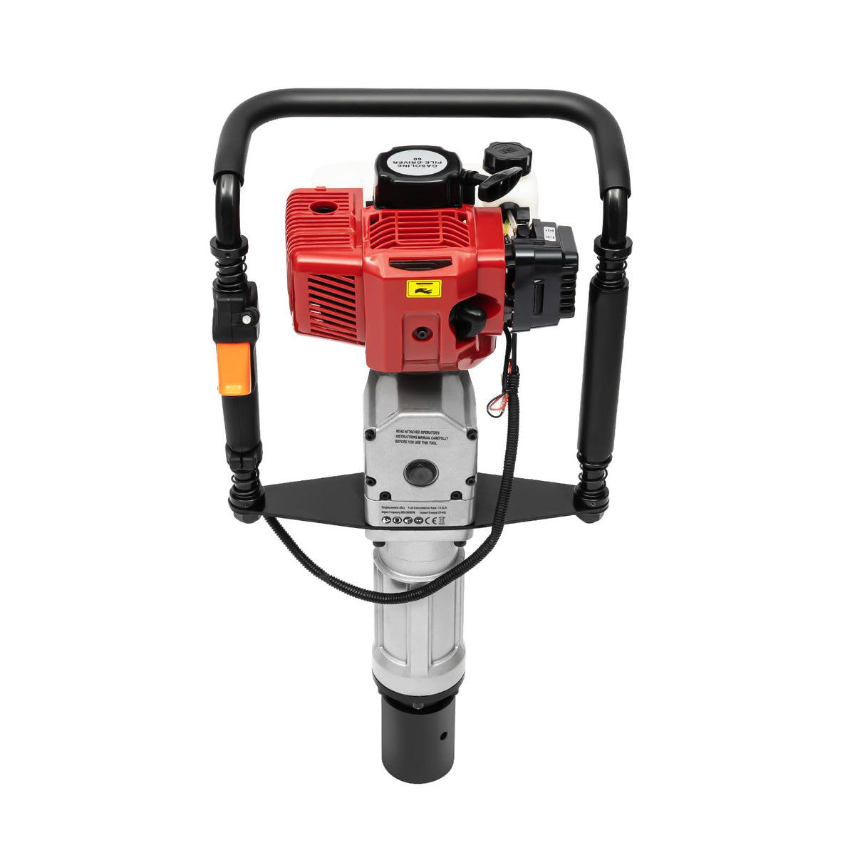 38CC T Pile Driver, 4-Stroke Gasoline Pile Driver Hammer, Construction Base Pile Driver, Portable Orchard Pile Driver, Guardrail/Triangular Steel Pile Driver Single Cylinder Air Cooling 7500r/min