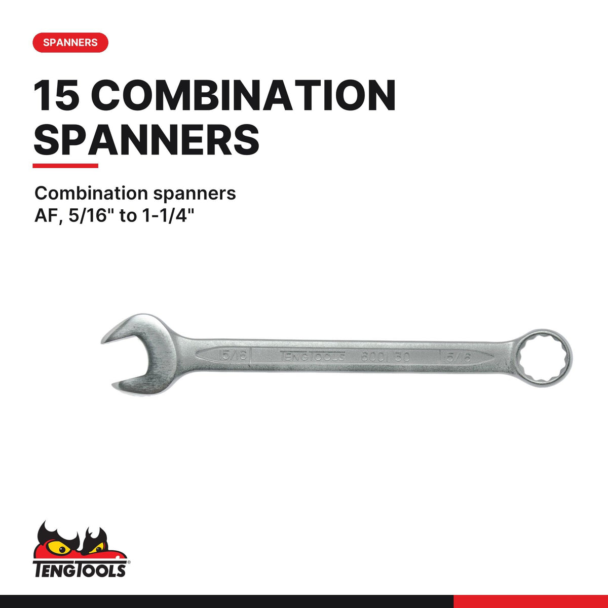 Teng Tools 62 Piece SAE Combination Wrench and Regular/Deep Mixed Drive Socket Set - TTEAF62, Silver