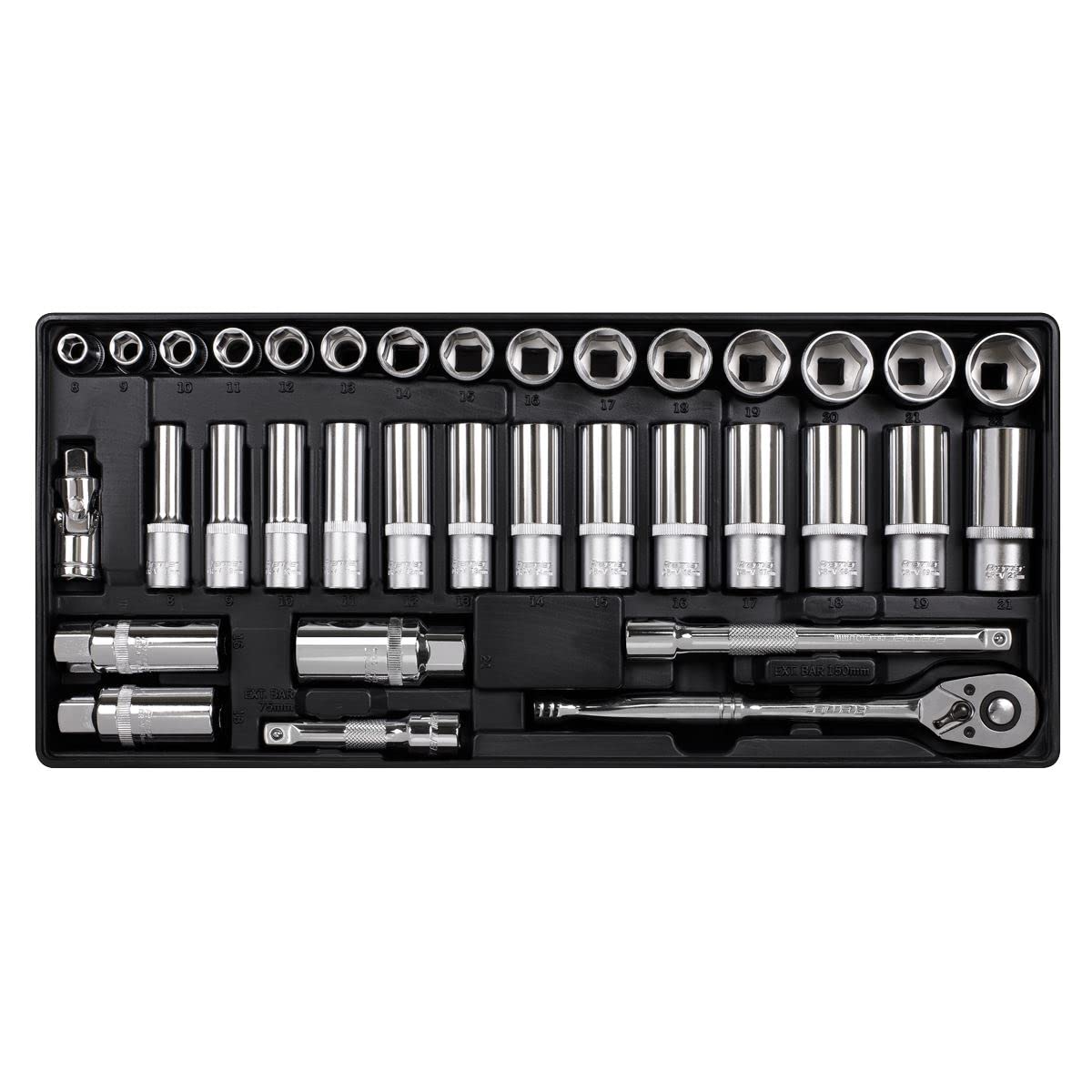 Sealey TBT20 Tool Tray with Socket Set, 3/8" Square Drive, 176.5mm x 397mm x 55mm