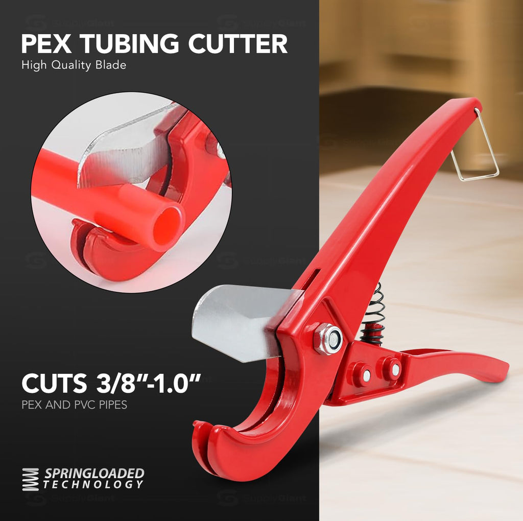 Pexflow Starter Kit for 1/2-In Pex with Crimper & Cutter Tools - Set includes Brass Elbow & Coupling Fittings, Cinch Clamps, Half Clamps, and 2 Rolls of 1/2-In X 100ft PEX Tubing