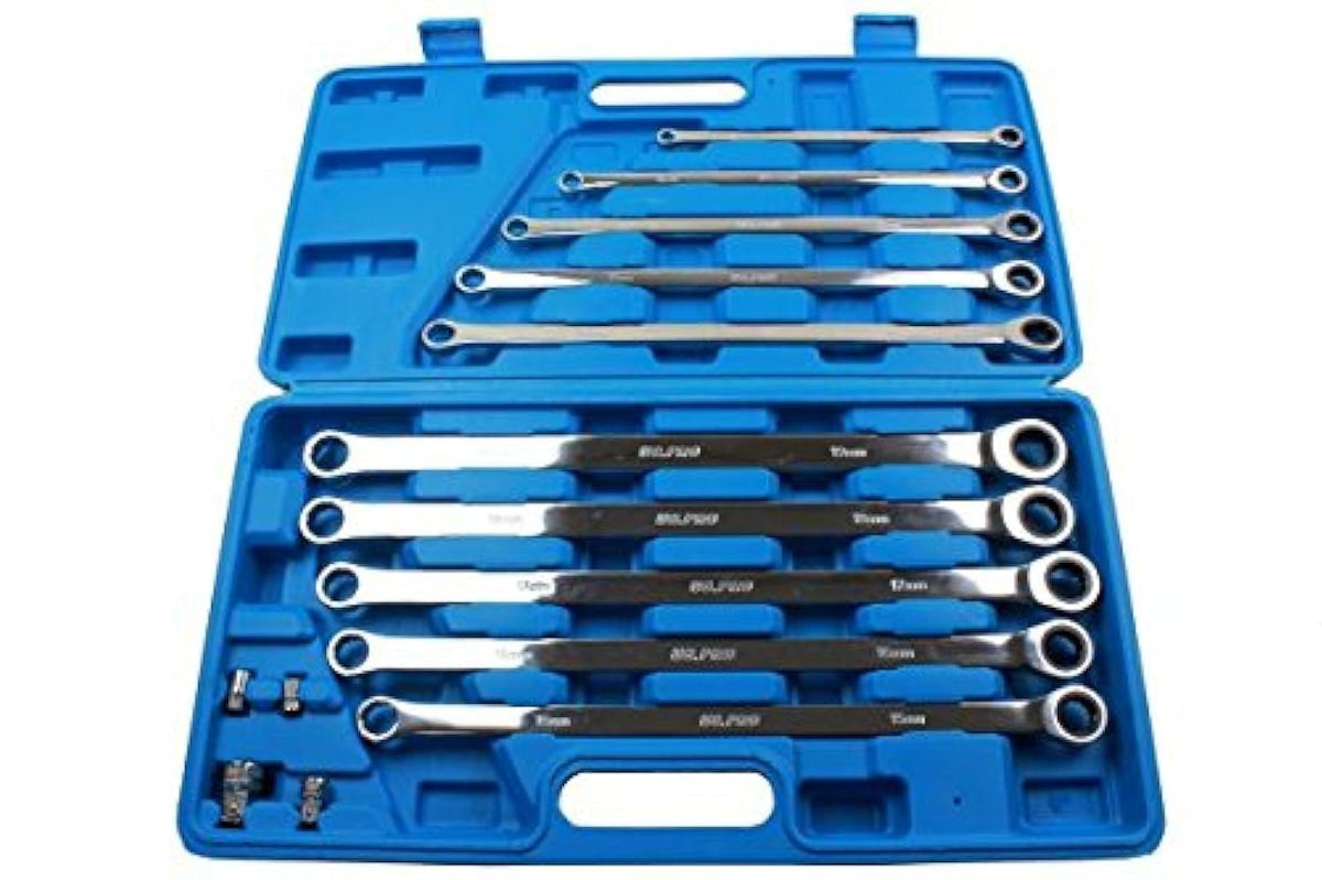 US PRO 10pc Extra Long Double Ring Single Gear Ratchet Spanner Wrench Set 8-19mm 3224