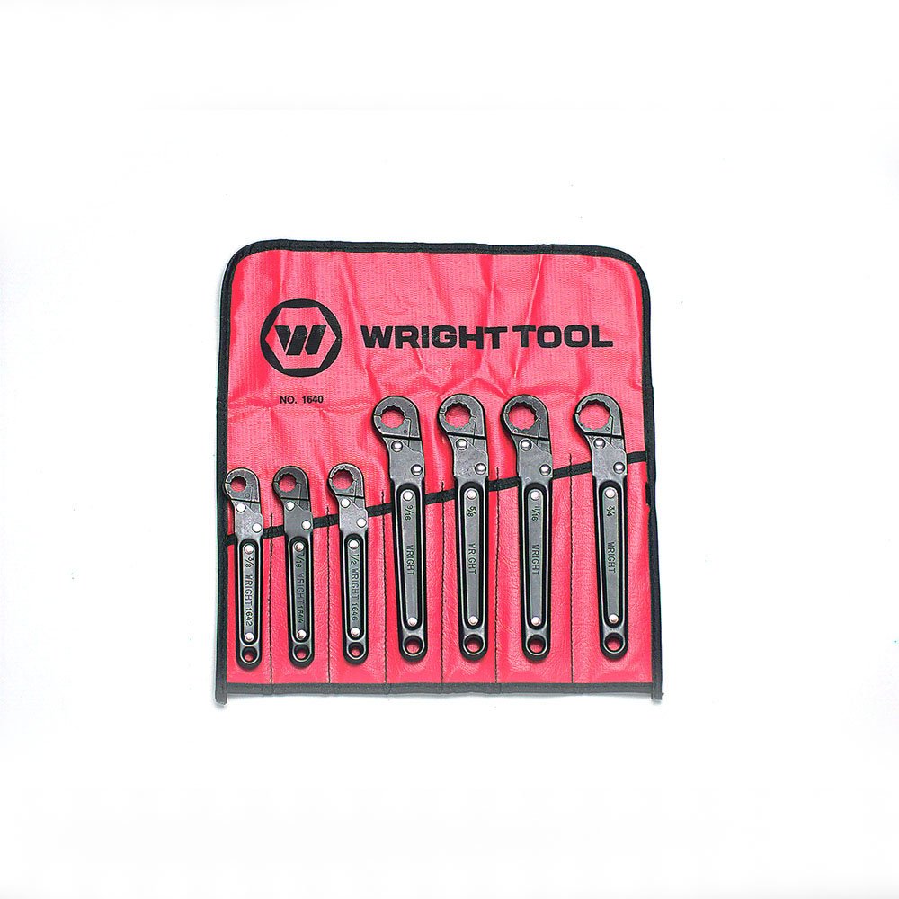 Wright Tool 1640 Racheting Flare Nut Wrench Set, 3/8" - 3/4" (7-Piece)