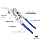 Pliers Wrench, Smooth Jaws, SAE and Metric Scales, Thin Profile, Made in Germany