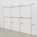 Wall Mounted Industrial Pipe Clothing Garment Racks, Metal Clothing Store Display Stands Clothes Rack Multi-purpose Heavy Duty Hanging Rod for Closet Storage, 134in Gold