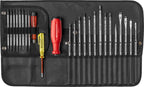 PB Swiss Tools 31-in-1 SwissGrip Evo Screwdriver Set PB 38515.LED CBB | 100% Swiss Made | 22 Interchangeable Blades Torx/Slotted/Hex/Phillips/Pozidriv/Awl, LED Voltage Tester