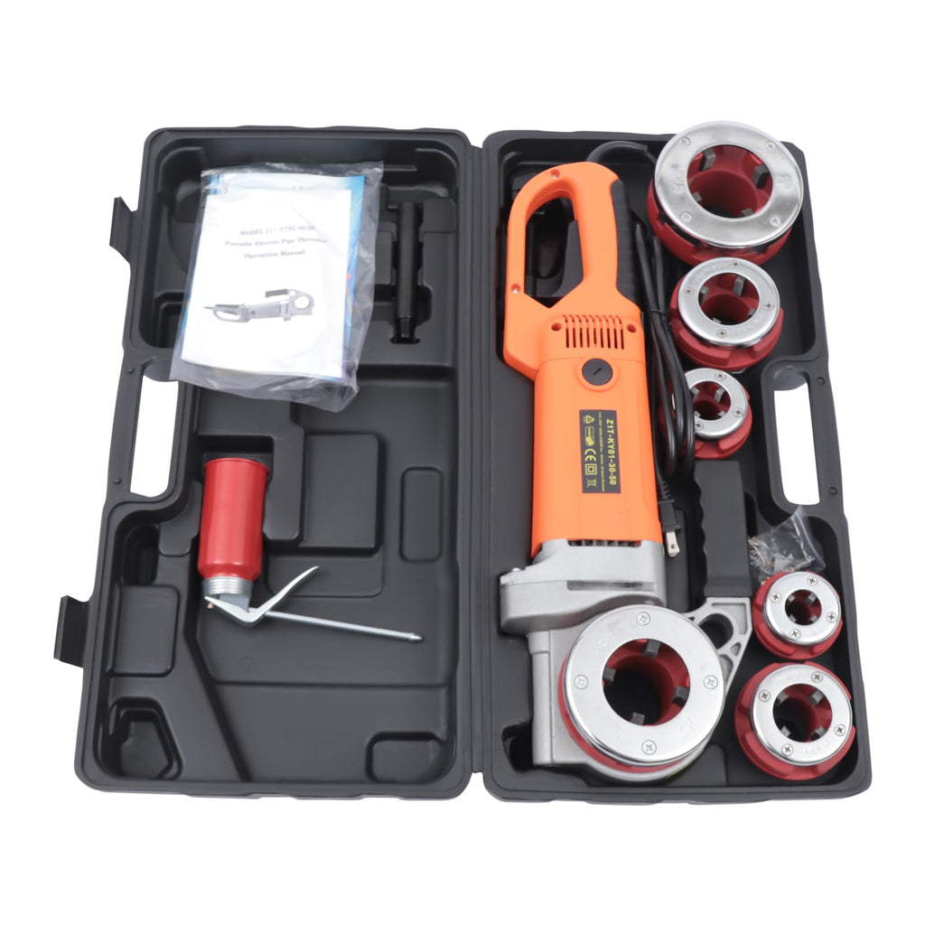 Pipe Threader, Electric Pipe Threader, 2300W 110V Strong Power Multi-purpose Pipe Threading Tool Kit w/ 6 Dies 1/2"-2" and Carrying Case, Heavy-Duty Aluminum and Steel Hand-Held Power Drive Kit