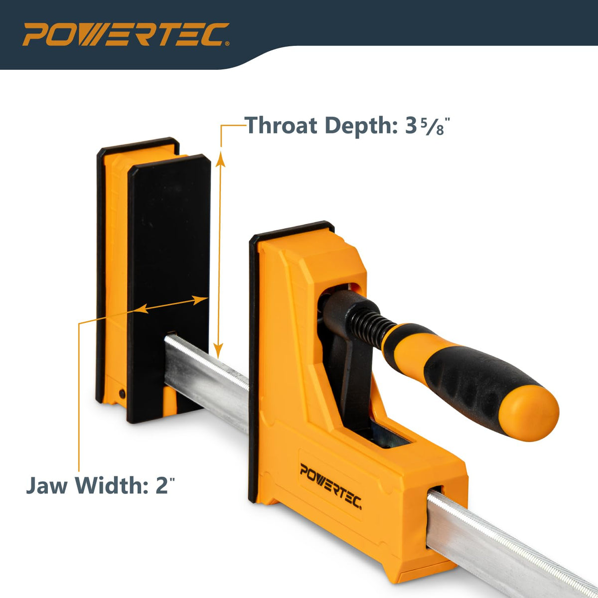 POWERTEC 72450 36" Woodworking Parallel Clamps Jaw Bar Clamp Spreader Tool 4PK, with 4PK Parallel Clamp Blocks - for Cabinet Door & Frame Gluing