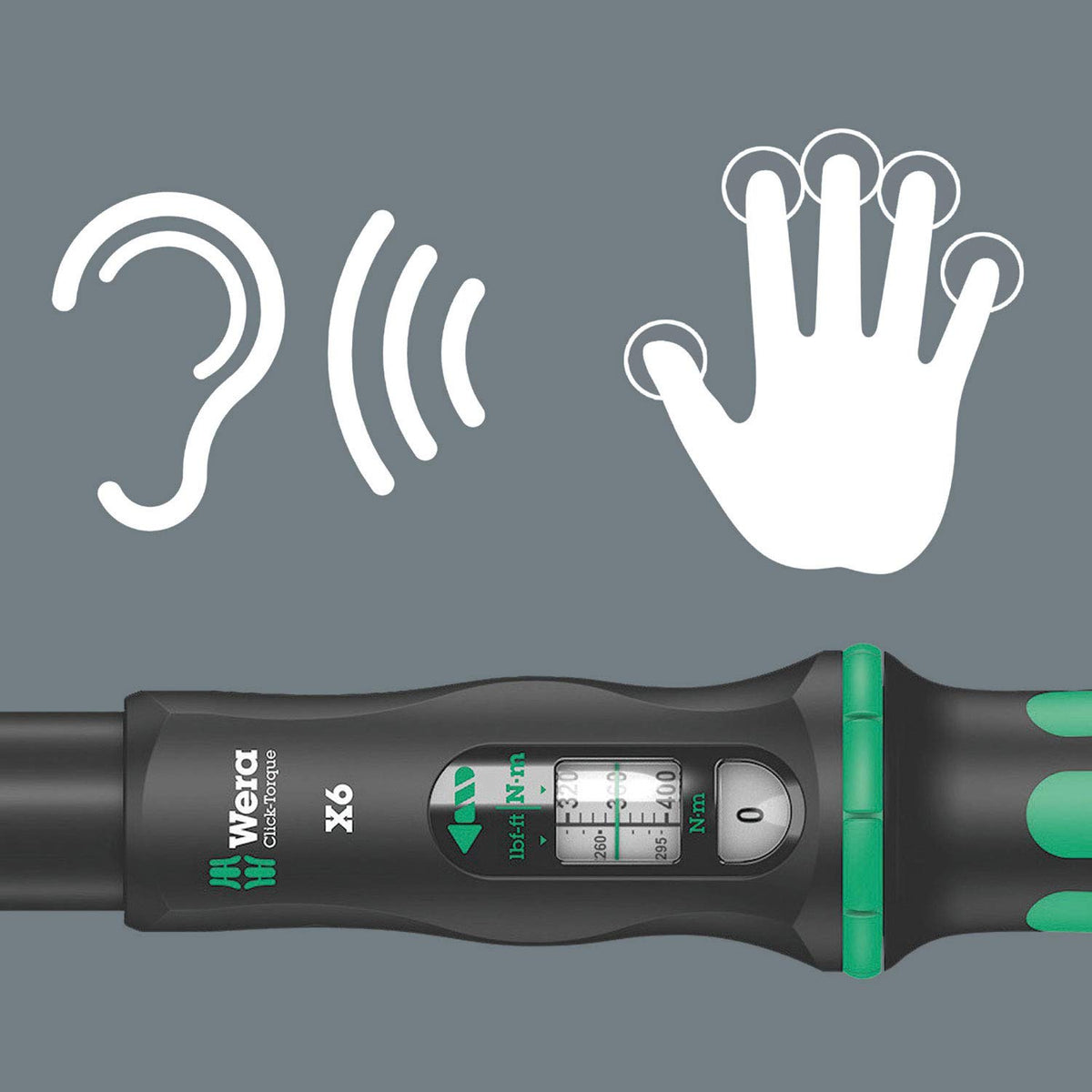 WERA 05075656001 Click-Torque X 6 Torque Wrench for Insert Tools, 80-400 Nm, 14x18 x 80-400 Nm
