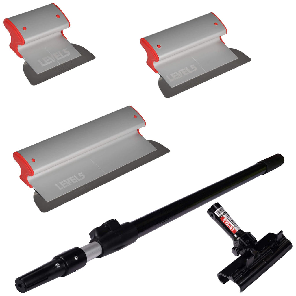 LEVEL5 Drywall Skimming Blade Set | 7, 10 & 16 Inch Skimming Blades | Ergonomic Aluminum Body | Replaceable 0.3mm German Stainless Steel Blade | For Smoothing Walls and Ceilings | 5-442