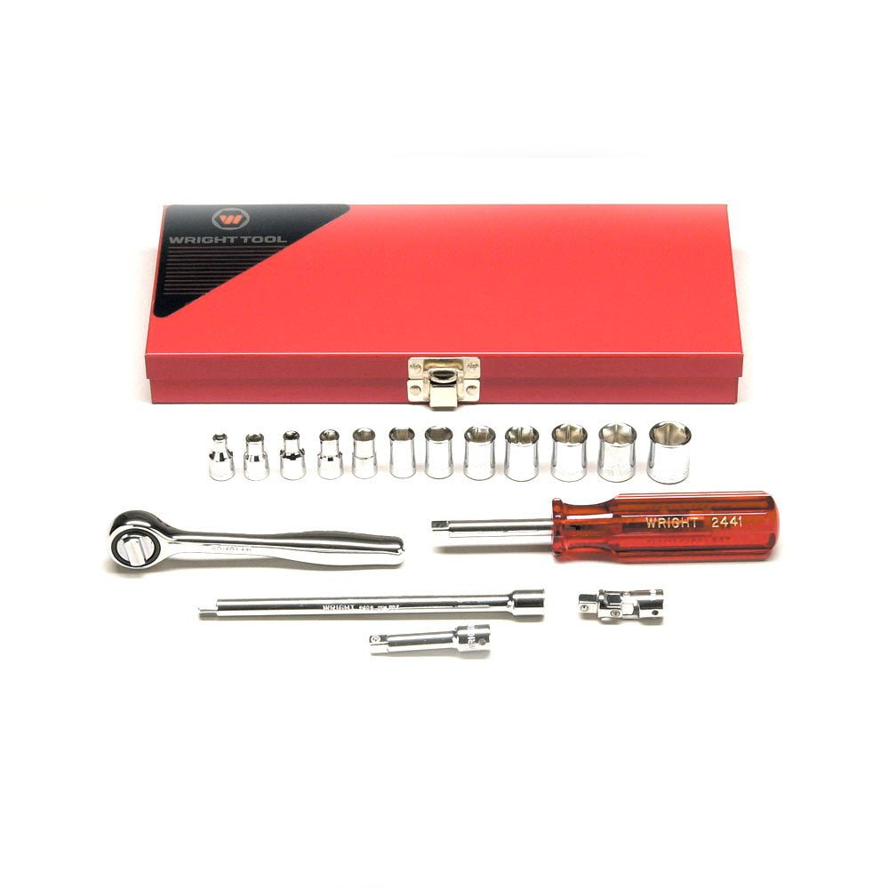 Wright Tool 221 1/4" Drive 6 Point Standard Metric Socket Set (17-Piece)