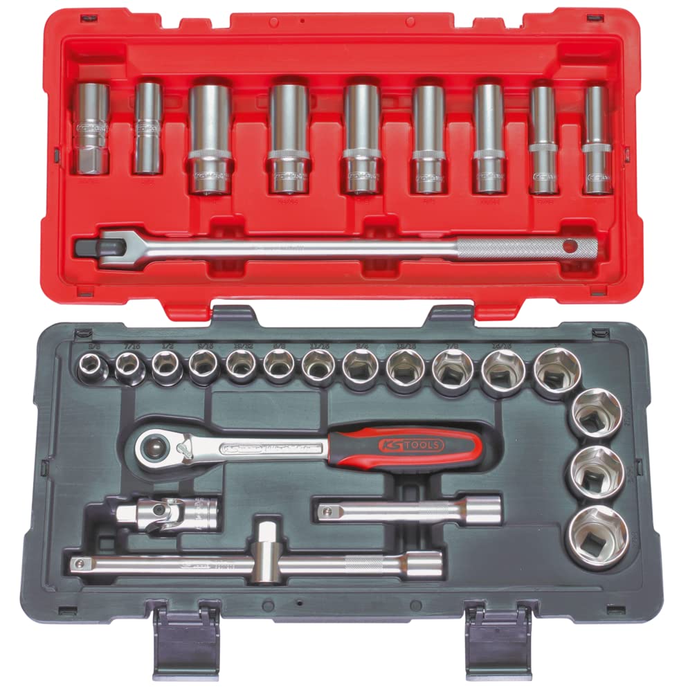 KS Tools 922.0630 – 1/2 Inch Socket and Accessory Set – ULTIMATE® Range – Satin Chrome Finish – 30 Pieces