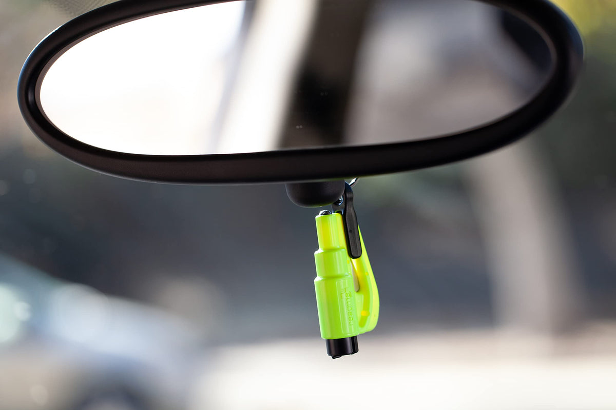 resqme Pack of 25 The Original Emergency Keychain Car Escape Tool, 2-in-1 Seatbelt Cutter and Window Breaker, Made in USA, Yellow - Compact Emergency Hammer