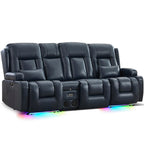 URRED Power Loveseat Recliner Sofa with Massage and Heat，Dark Brown