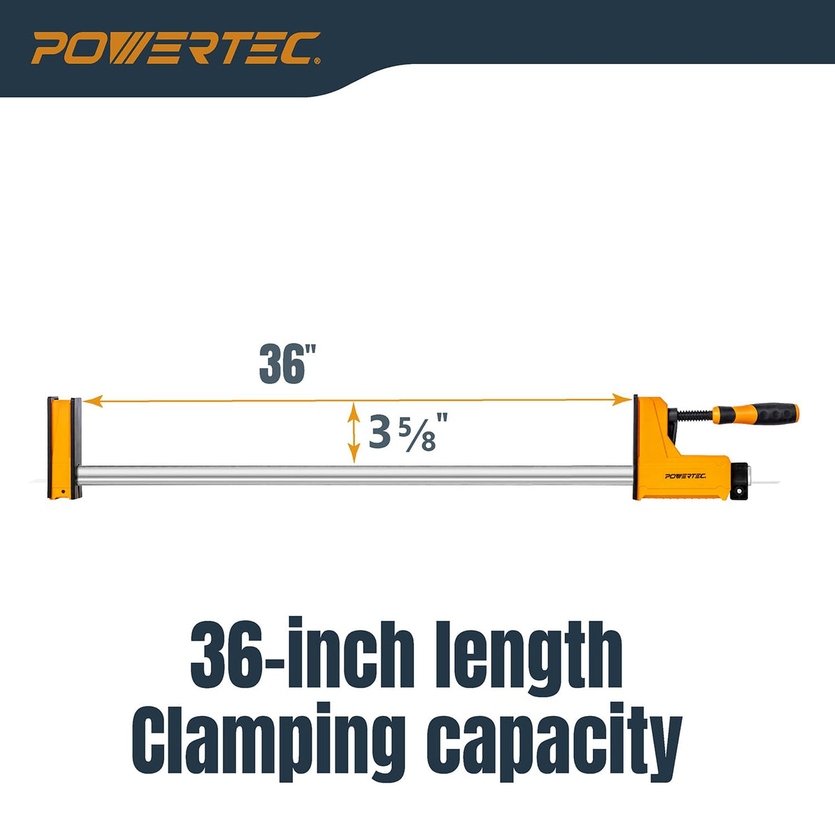 POWERTEC 72450 36" Woodworking Parallel Clamps Jaw Bar Clamp Spreader Tool 4PK, with 4PK Parallel Clamp Blocks - for Cabinet Door & Frame Gluing