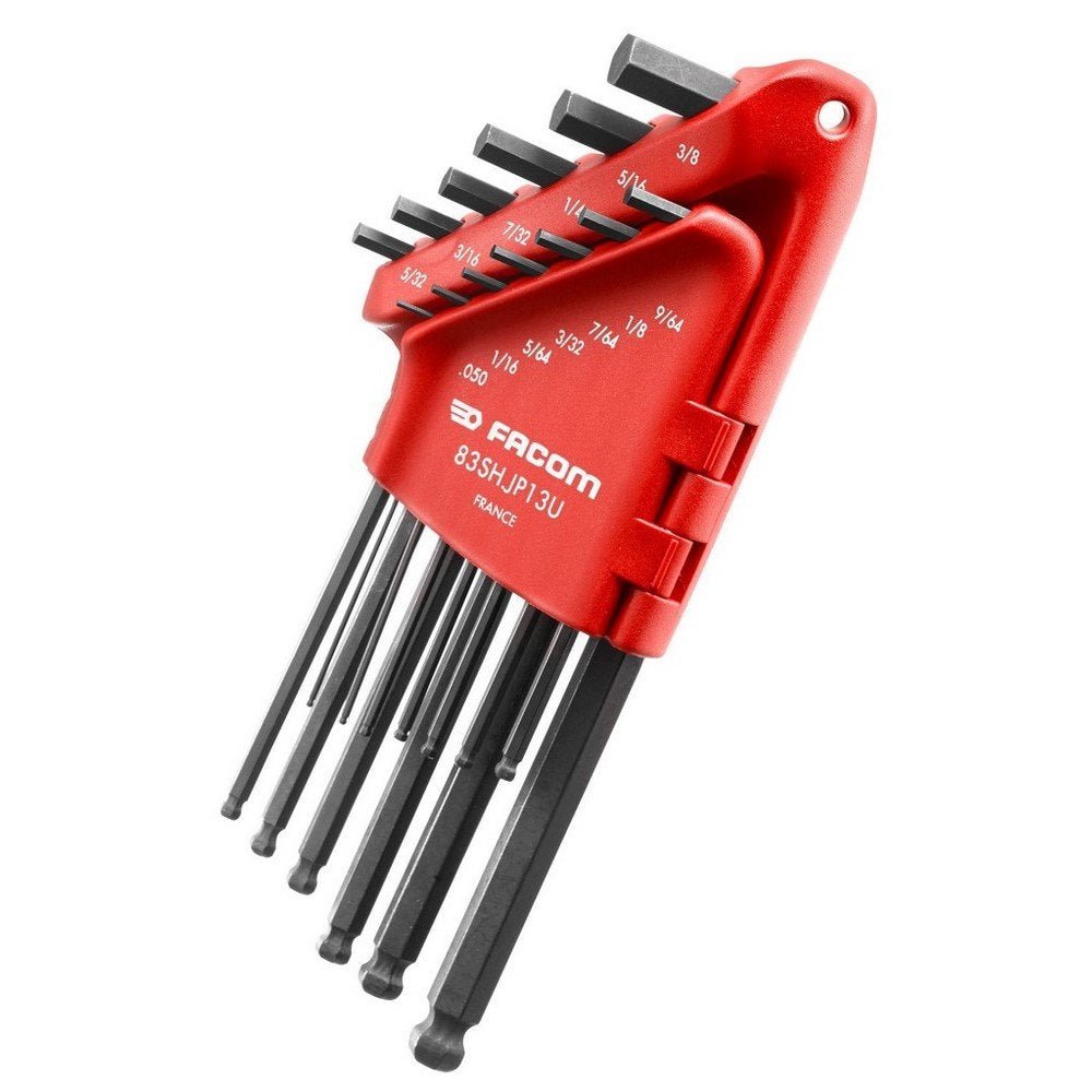 Facom 83SH.JP13U Set of 13 Male Keys – 4 Types of Sizes and Heads – Compact Flip Shutter Case – Sturdy Material – for Individuals and Professionals