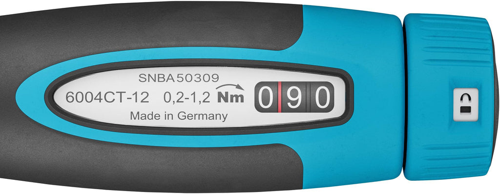 HAZET Torque Screwdriver 6004CT-12, 1/4" with Standard Handle, 0.2-0.24 Galbf-Ft, 6% Accuracy, 7.72 in Length, Reversible Right/Left, Freewheel Mechanism