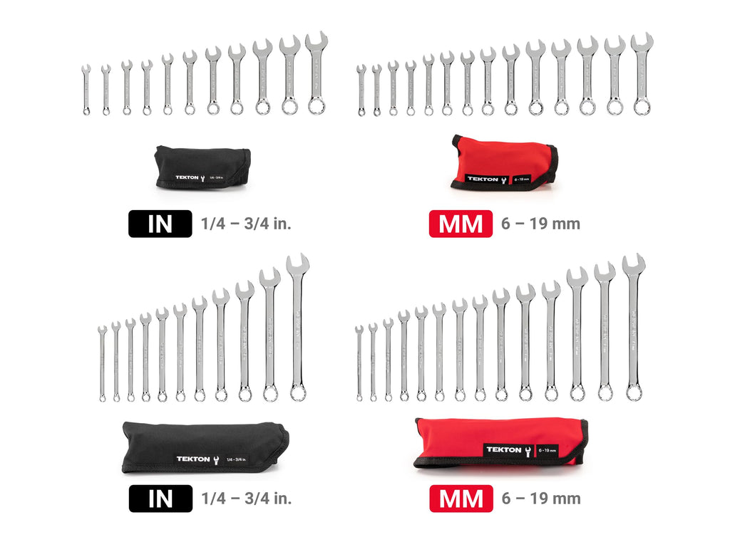 TEKTON Stubby and Standard Combination Wrench Set, 50-Piece | WCB94902