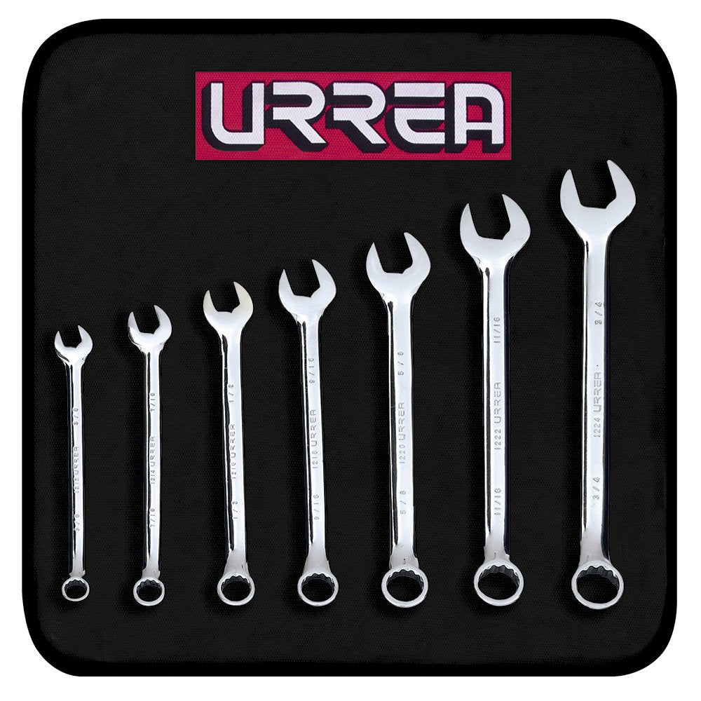 URREA 1200D 12-Point 1/4-1 1/16-Inch Combination Wrench, Chrome
