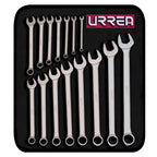 Urrea 12 Pt. Combination Wrench Set - 14Piece (5/16" - 1-1/4") Professional Grade Tool Kit with Canvas Tool-Roll & Satin Finish - 1200FA
