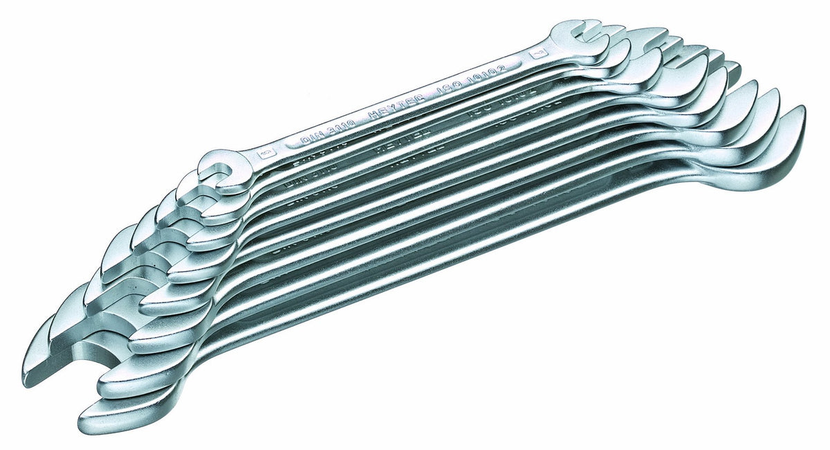 Heytec 50800747080 Double Ended Open Jaw Wrench Set, Silver, Set of 12 Pieces