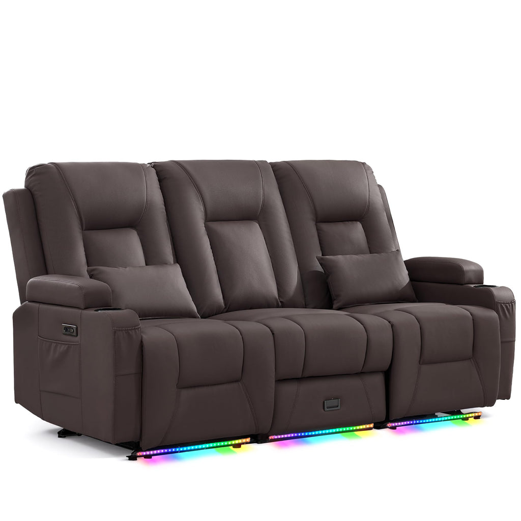 URRED Wall Hugger Power Reclining Loveseat Sofa，Dark Brown：77.3" - 3 Seats