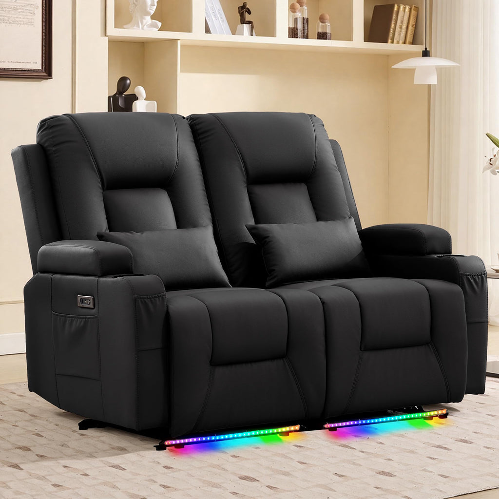 URRED Wall Hugger Power Reclining Loveseat Sofa，Dark Brown：77.3" - 3 Seats