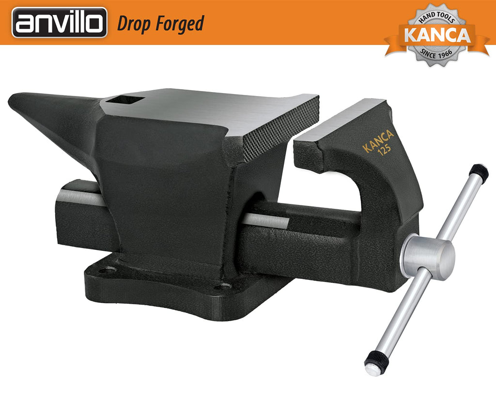 KANCA- ANVILLO - ANV-125 Anvil and Vise Combined, Great Duo, Strong Hand Tools, Jaw Opening 3.5 INCH, Made of Drop-Forged and High-Grade Steel, Black Colour