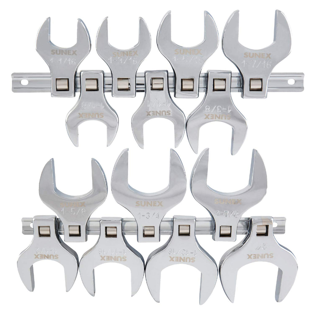 Sunex Tools Jumbo Crowfoot Wrench Set Bundle - SAE & Metric Sizes (14 + 8 Pieces)